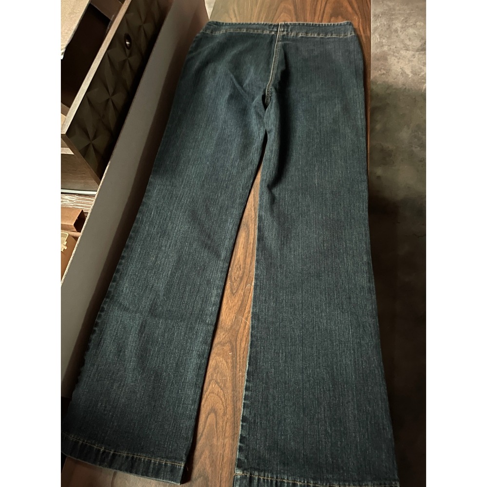 Soft Surroundings Women Sz Med Dark Wash Flare Leg Jeans Zipper Fly Cotton Blend - Picture 11 of 11